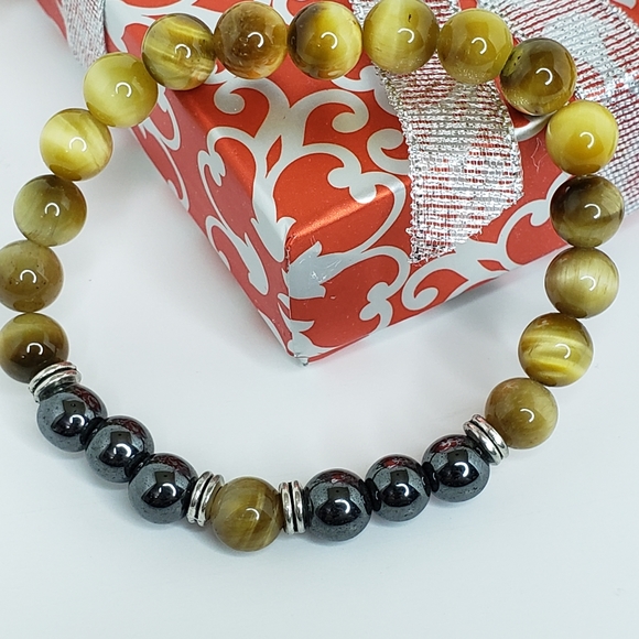 New Design Tiger Eye & Onyx Natural Stone Bracelets Available in 4 Colors. - Picture 4 of 9